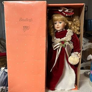 Bradley's Collectible Doll in Red Velvet Dress